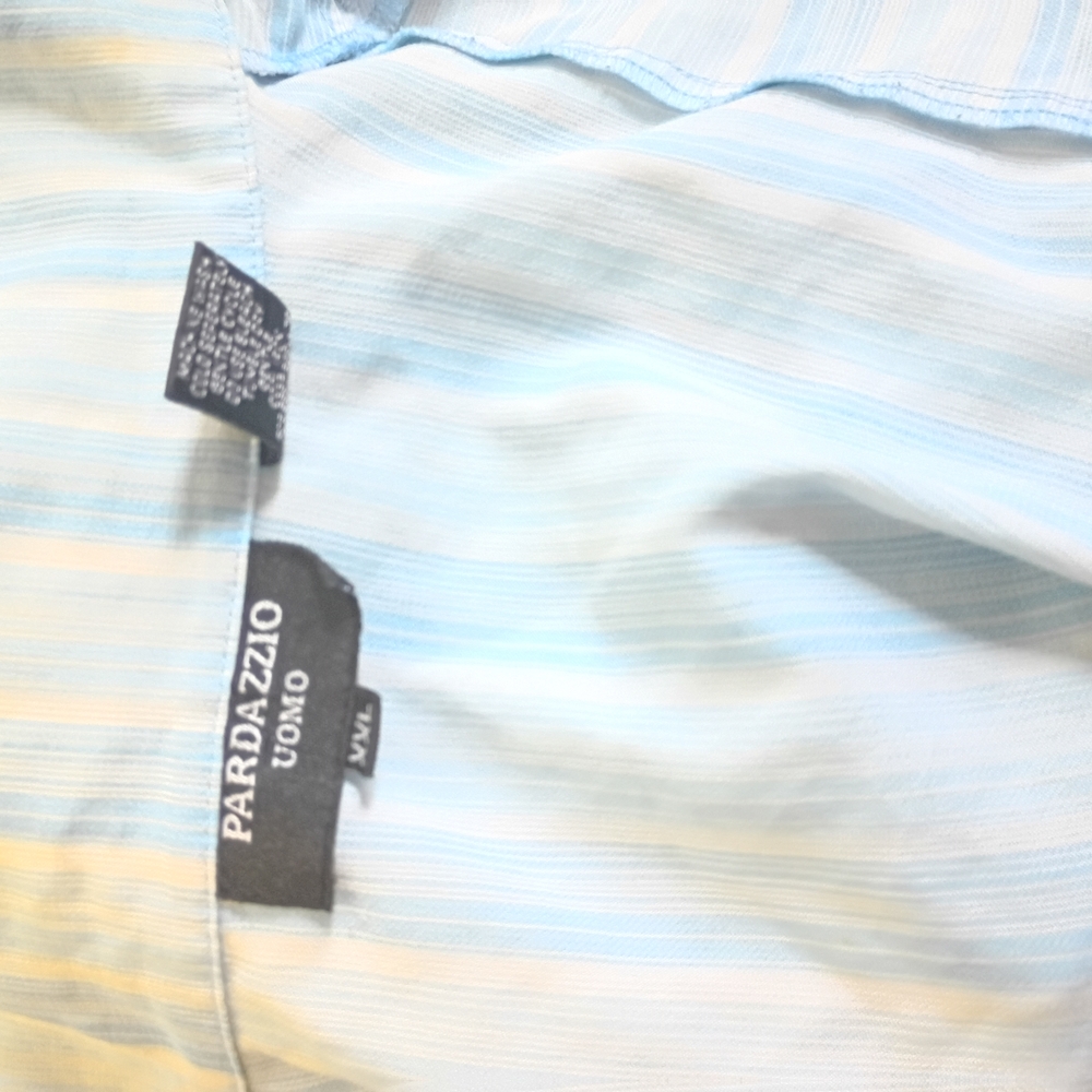 Pardazzio Uomo Light Blue and Yellow Striped Shirt
